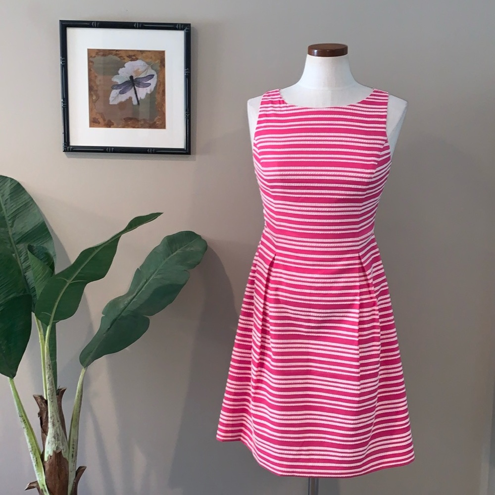 Tommy Hilfiger Sleeveless Dress, Hot Pink & White Textured Stripes, Size 2